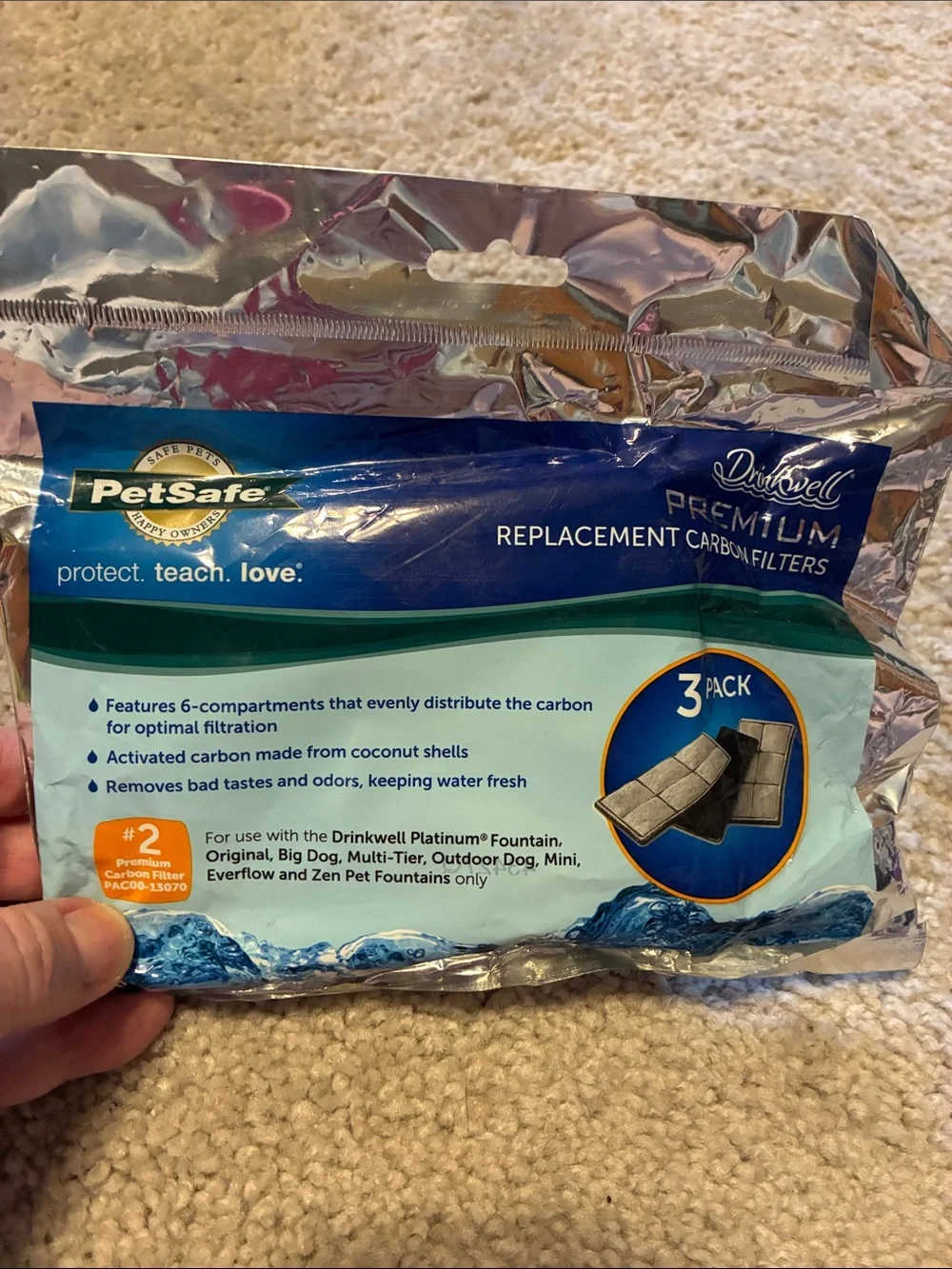PetSafe Drinkwell Replacement Carbon Filters - Blue and Teal Packaging
